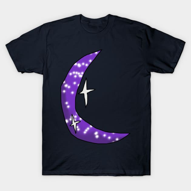 Crescent Purple Sparkly Moon T-Shirt by Usagicollection